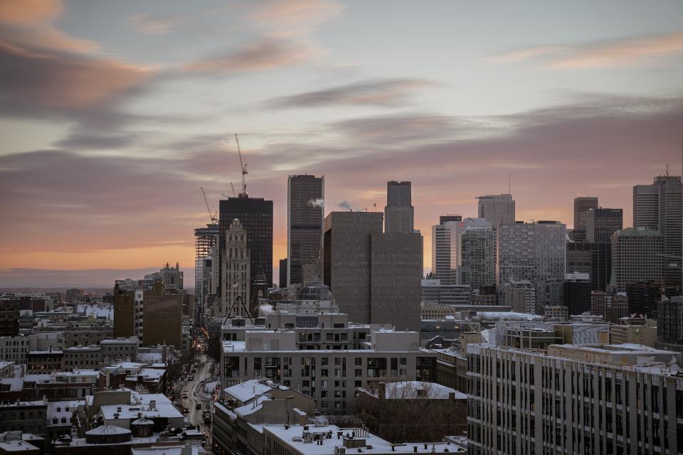 Snowy downtown Montreal