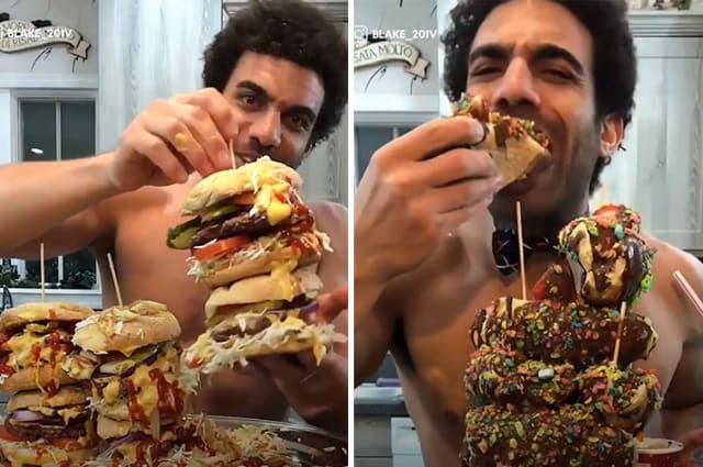 Ripped man eats 4,000 calories a day