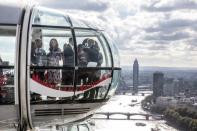 Britain's Princes' William and Harry, and Kate, The Duchess of Cambridge take a ride in a pod of the London Eye with members of the mental health charity "Heads together" on world mental health day in London, Britain October 10, 2016. REUTERS/Richard Pohle/Pool