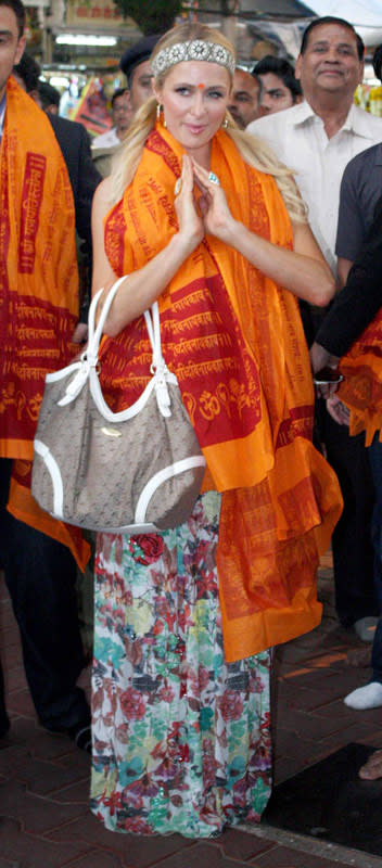 "Went to the Siddhivinayak temple for a blessing. Amazing to be in such a spiritual and special place. Blessed," she tweeted.   Hilton, who wore a saffron stole printed with Sanskrit shlokas around her neck and a saffron bindi on her forehead, walked barefoot for at least 20 metres to enter the shrine