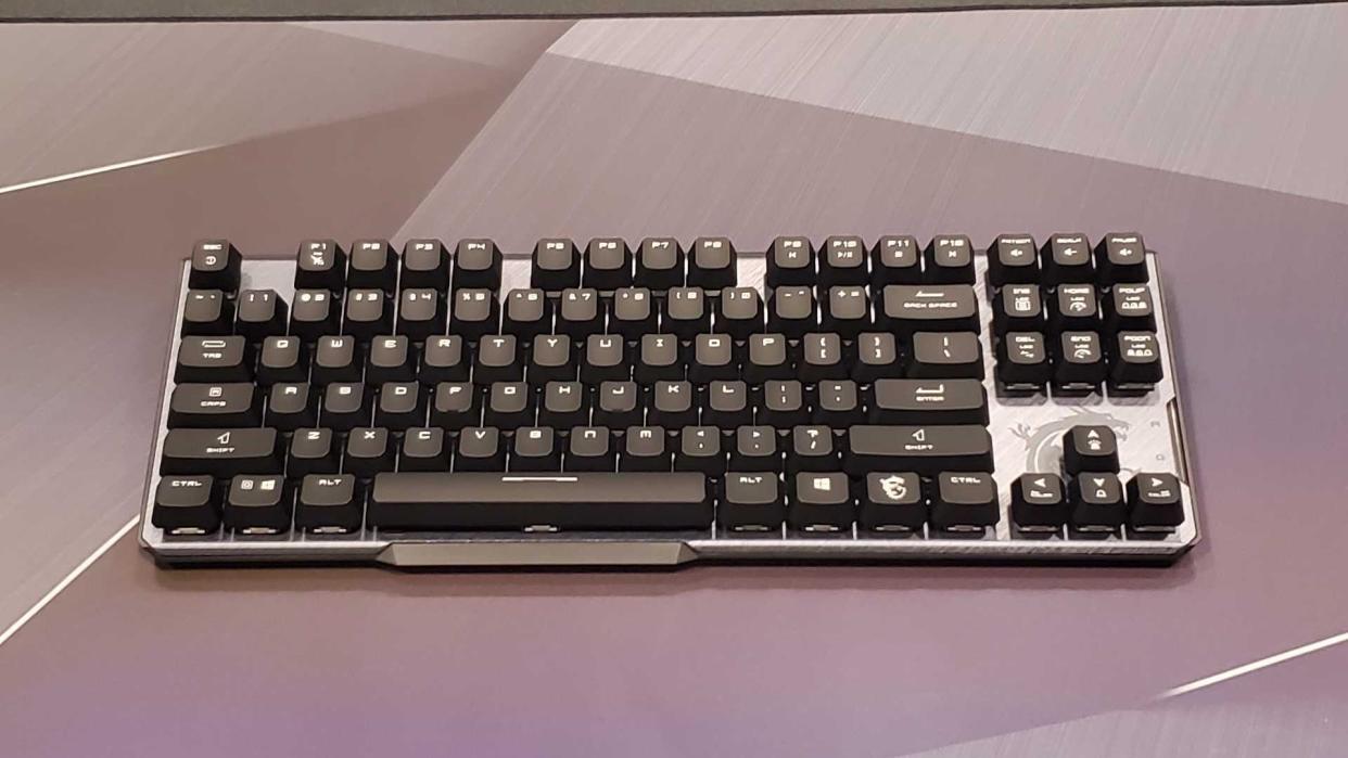  Black keyboard on mousepad. 