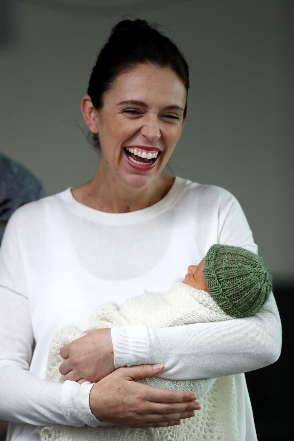 auckland, new zealand june 24 new zealand prime minister jacinda ardern poses for a photo with her new baby girl neve te aroha ardern gayford on june 24, 2018 in auckland, new zealand prime minister ardern is the second world leader to give birth in office, and the first elected leader to take maternity leave arden will take six weeks of leave with deputy prime minister winston peters assuming the role of acting prime minister photo by hannah petersgetty images