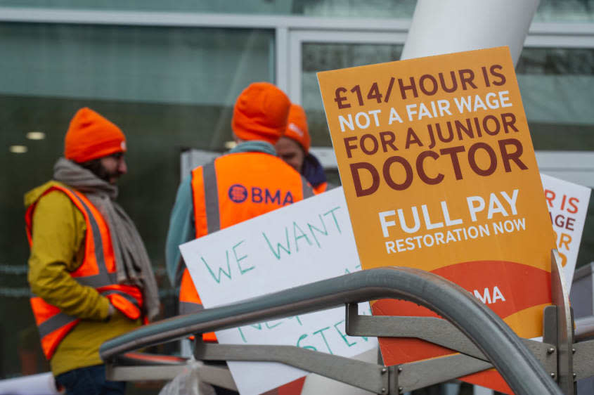 Junior Doctors attend their picket line in England