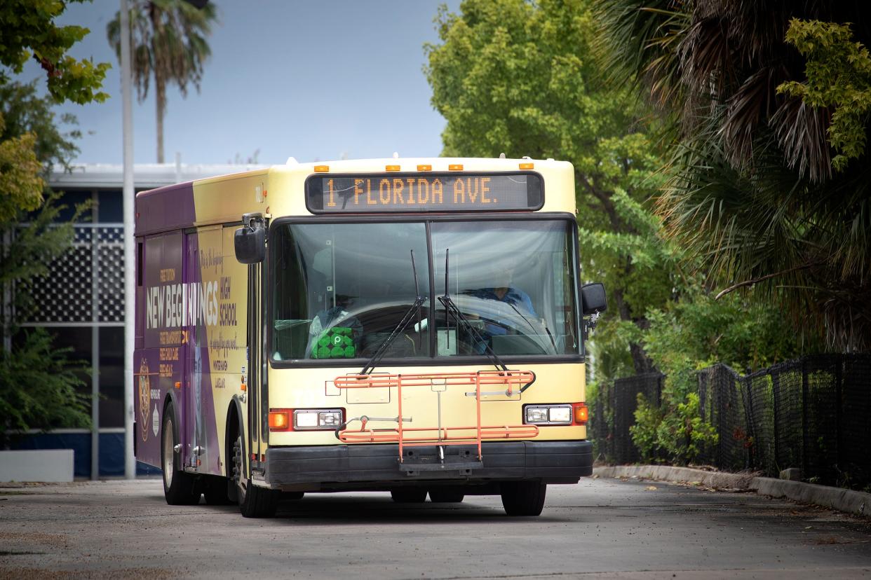 Citrus Connection bus in downtown in Lakeland, Florida. Starting in October, a bus will circulate through Lake Wales six days a week, making stops at the James P. Austin Community Center at 315 Dr. Martin Luther King Jr. Blvd.