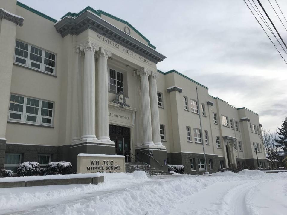 Snow covers the grounds of Whatcom Middle School in Bellingham, Washington, Wednesday, Jan. 15, 2020. The district announced schools would be closed again Thursday. Warren Sterling/The Bellingham Herald