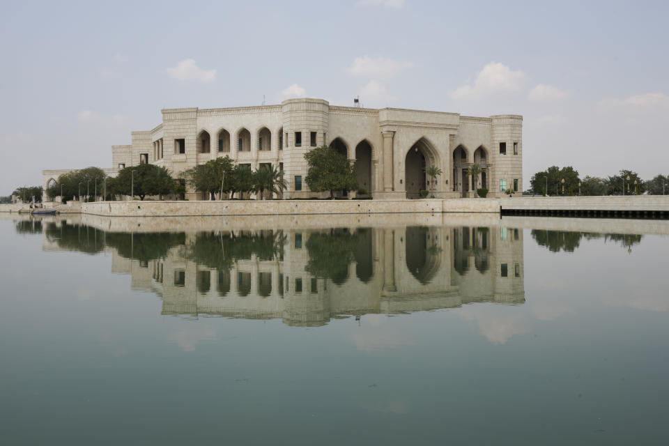 Former Iraqi leader Saddam Hussein's palace of al-Faw is seen in Baghdad, Iraq, Thursday, March 23, 2023. The palace is today the location of the American University. (AP Photo/Hadi Mizban)