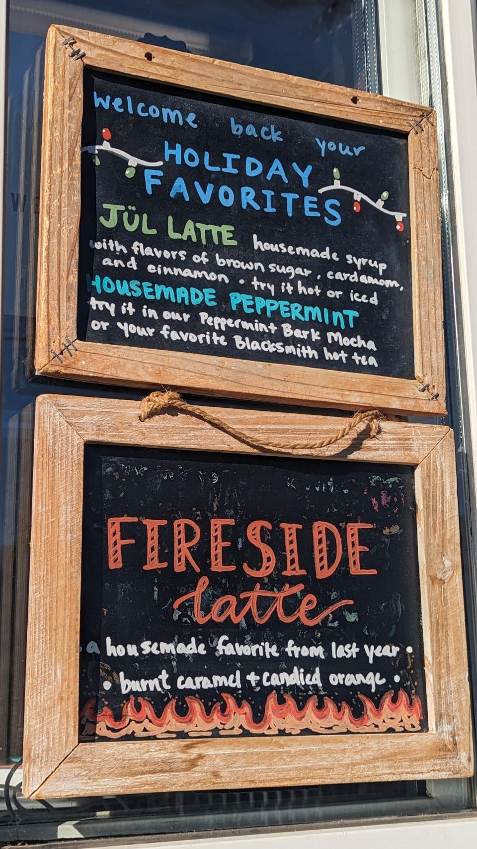 Blacksmith Coffee Shop and Roastery has signs at its Salina drive-thru location showing its seasonal drink options. Several shops, restaurants and more places in central Kansas have started debuting their holiday specials and favorites.