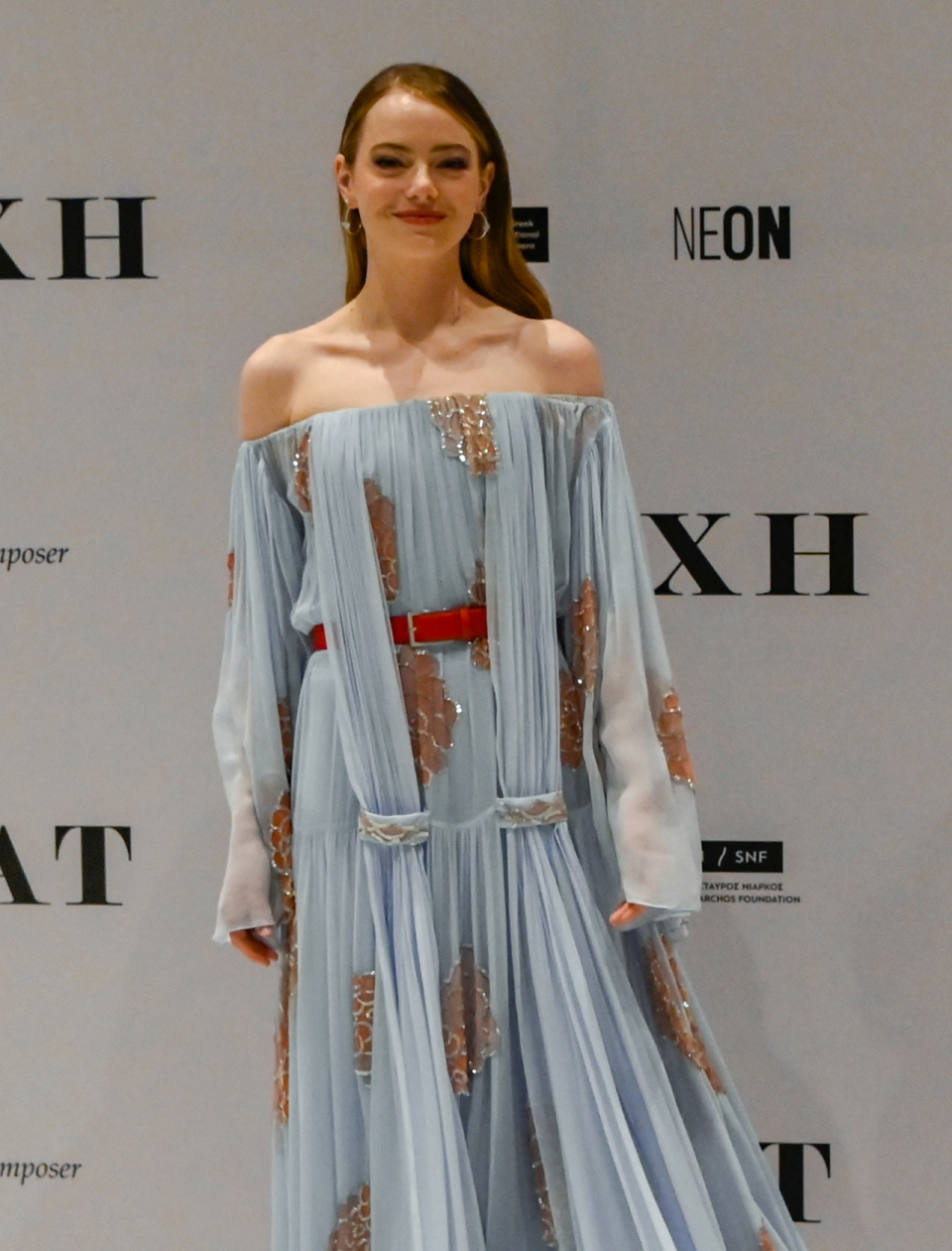 Emma Stone attends the premiere for Bleat in Athens, Greese