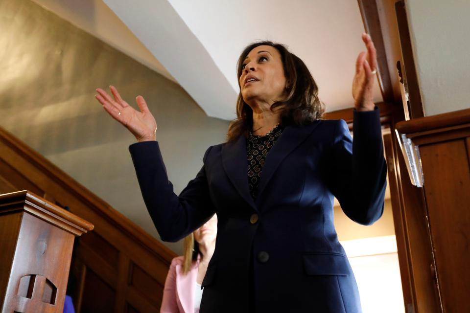 Sen. Kamala Harris at a house party in Des Moines, Iowa on April 11, 2019.