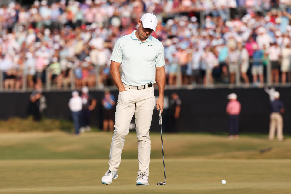 Rory McIlory congratulated U.S. Open winner Bryson DeChambeau and vowed resilience after a Sunday collapse at Pinehurst. (Gregory Shamus/Getty Images)