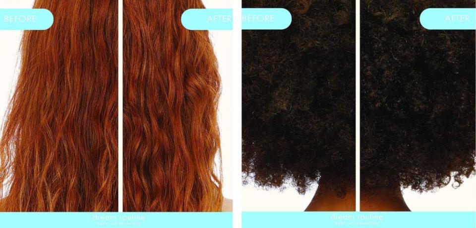 Before (L) and after (R) using Dream Routine on different hair types.<br>Credit: <a href="https://www.intheknow.com/post/amazon-subscription-services/?utm_source=internallinks&utm_medium=internallinkstransactions&utm_campaign=internallinksamazon" data-ylk="slk:Amazon;elm:context_link;itc:0;sec:content-canvas" class="link ">Amazon</a>