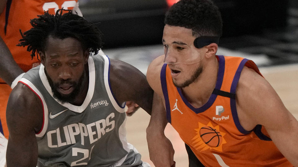 Devin Booker guided the Phoenix Suns to a 84-80 road win over the LA Clippers to put them on the cusp of making the NBA Finals. (Photo by Keith Birmingham/MediaNews Group/Pasadena Star-News via Getty Images)