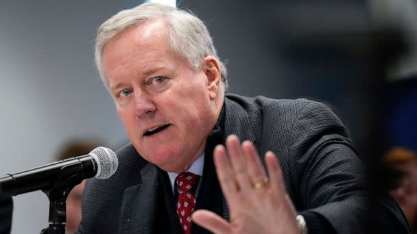 PHOTO: Former White House Chief of Staff during the Trump administration Mark Meadows speaks at FreedowmWorks headquarters on Nov. 14, 2022 in Washington, D.C. (Drew Angerer/Getty Images, FILE)