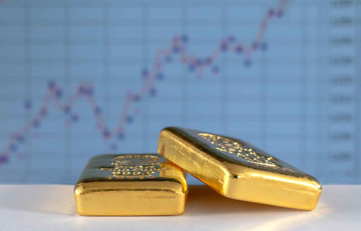 Gold has been trading at around $1,950 an ounce for most of this year. The precious metal is often seen as a safe haven. Photo: Getty.