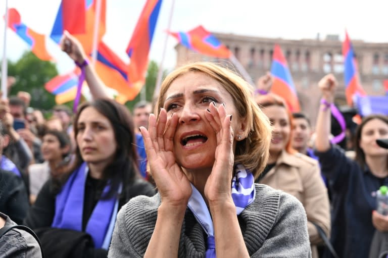 Protests erupted last month after the government agreed to hand territory it had controlled since the 1990s back to neighbouring Azerbaijan (KAREN MINASYAN)