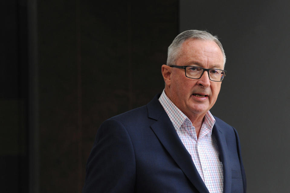 NSW Minister for Health Brad Hazzard at the heated press conference on Saturday. Source: AAP