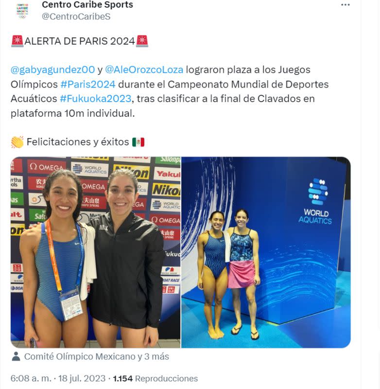 Gabriela agundez y alejandra orozco plazas olímpicas