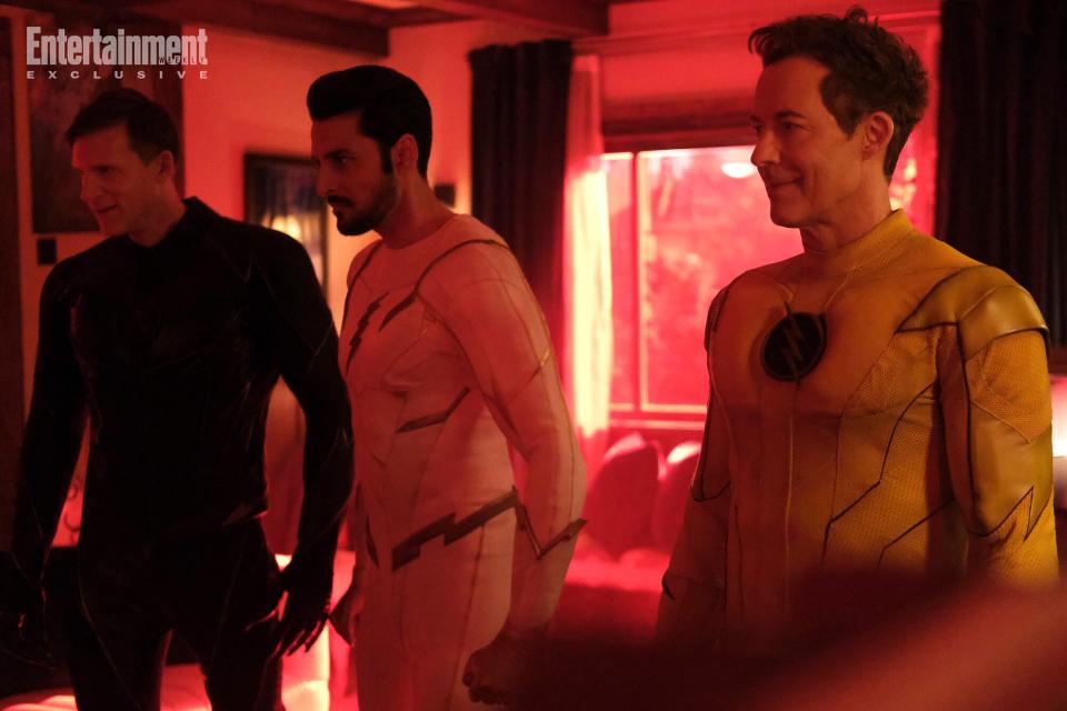 Teddy Sears, Karan Oberoi, and Tom Cavanagh in &#39;The Flash&#39; series finale