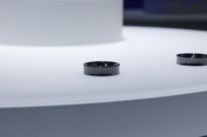 The Samsung Galaxy Ring lies on its side.