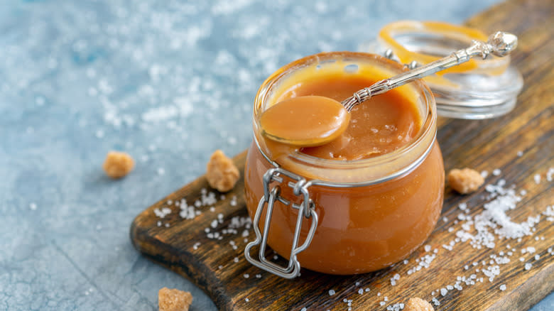 Caramel sauce in a jar 