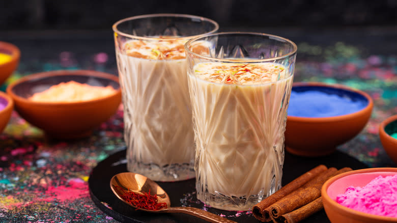 Thandai with holi colors