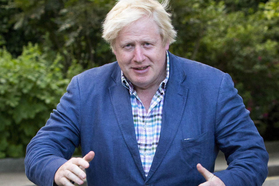 Foreign Secretary Boris Johnson leaving his ministerial residence in central London.