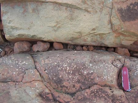 One of the lava flows analyzed in the study, from the shore of Australia's Beasley River is shown in this image released May 9, 2016. Courtesy Sanjoy Som/University of Washington/Handout via REUTERS