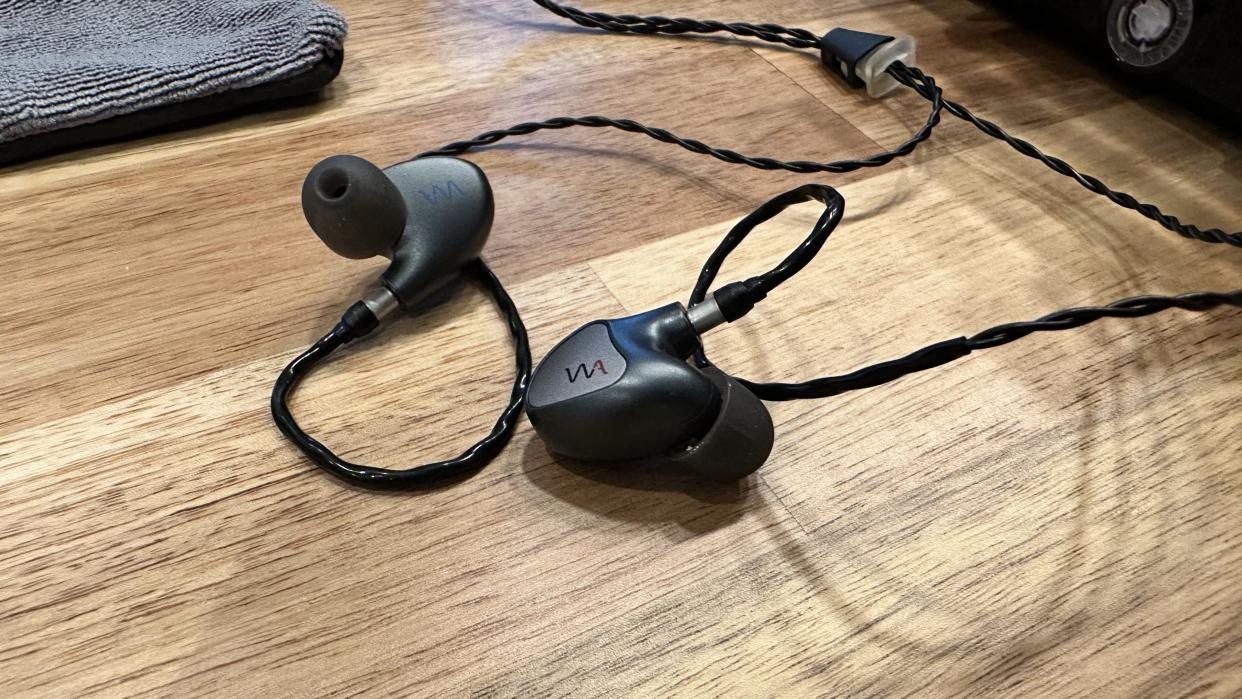  Westone Audio Mach 60 in-ear monitors on a wooden worktop 