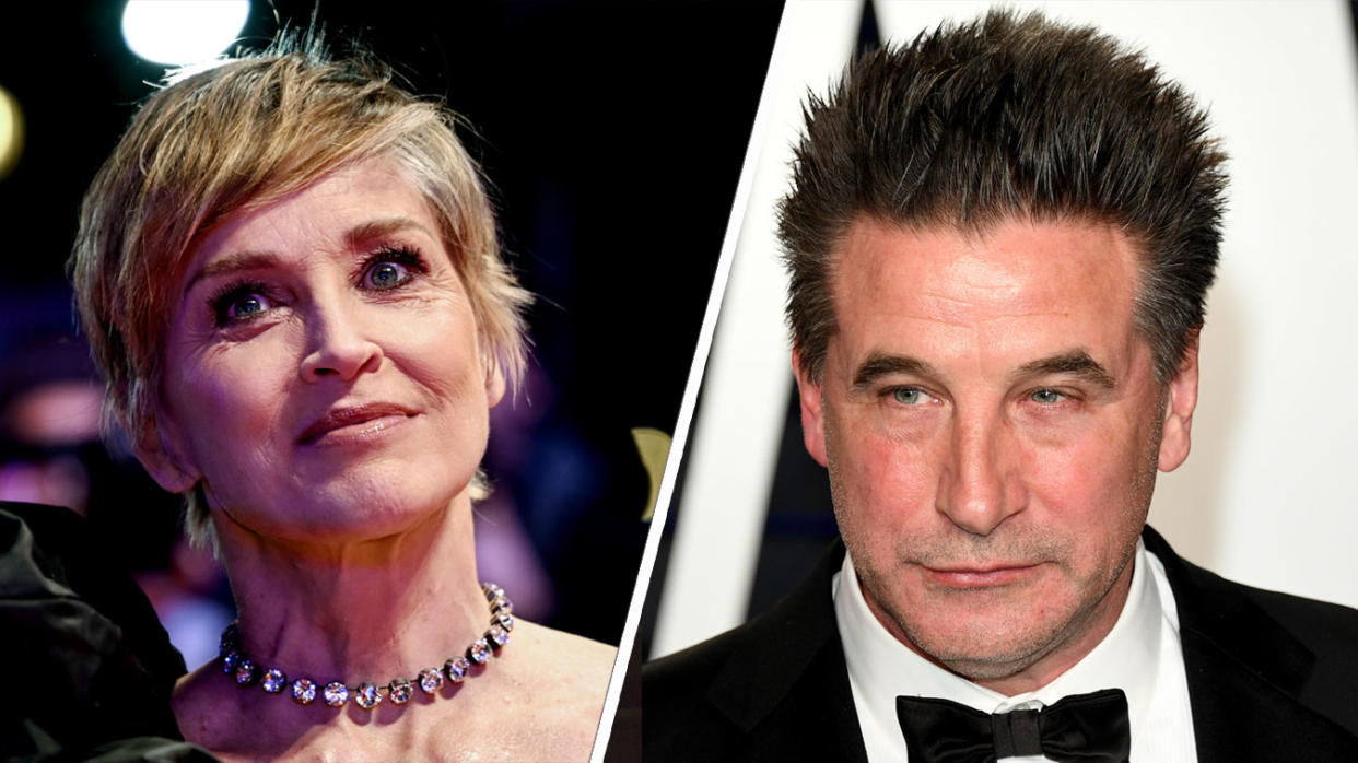 Sharon Stone and Billy Baldwin are currently in the midst of a feud over their 1993 film Silver. (Getty)
