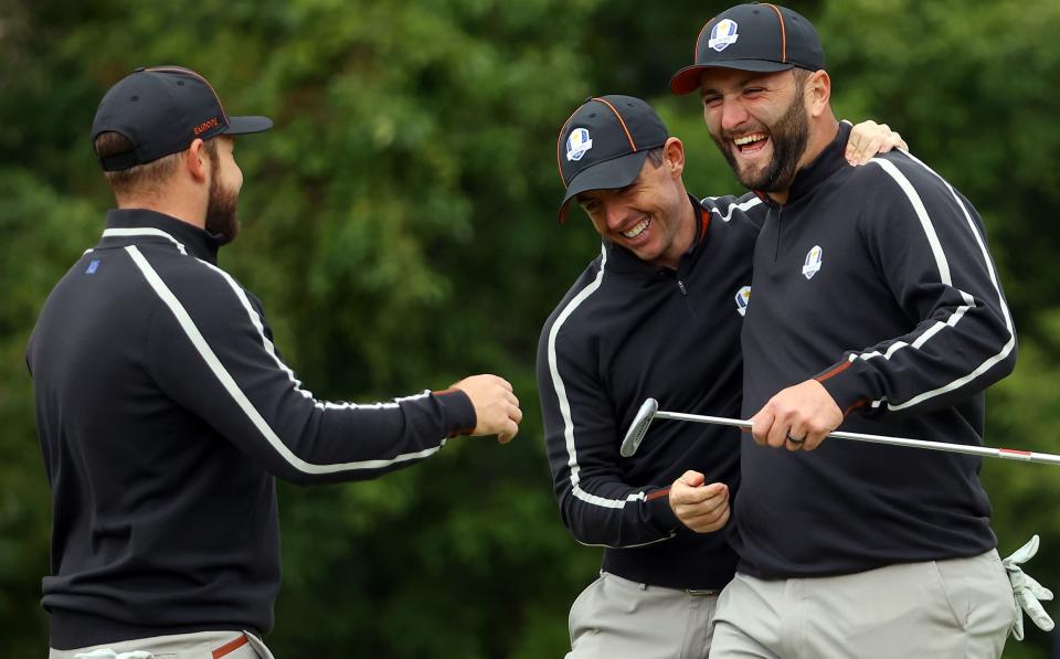 Jon Rahm celebrates a putt - GETTY IMAGES