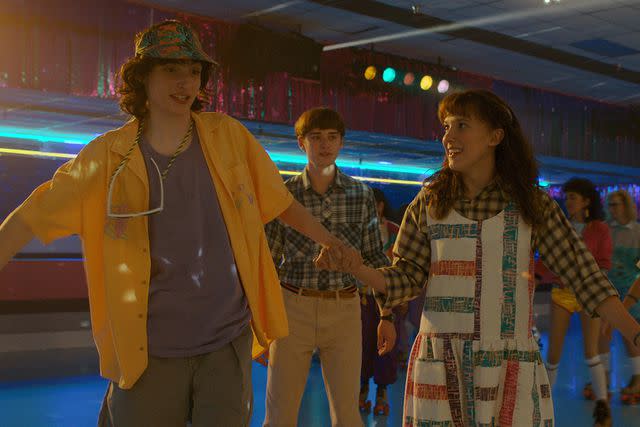 Courtesy of Netflix Â© 2022 Finn Wolfhard, Millie Bobbie Brown and Noah Schnapp in 'Stranger Things' season 4
