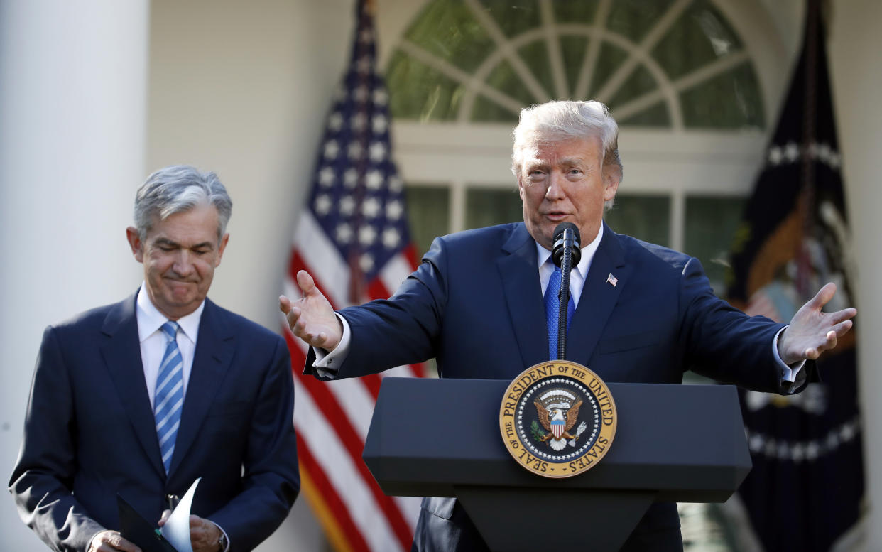 President Donald Trump announces Federal Reserve board member Jerome Powell as his nominee for the next chair of the Federal Reserve in the Rose Garden of the White House in Washington, Thursday, Nov. 2, 2017. (AP Photo/Alex Brandon)