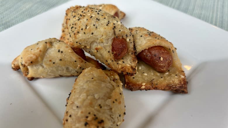 plate of pigs in a blanket