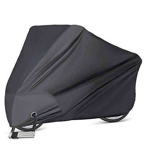 3) Puroma Bike Cover Outdoor Waterproof Bicycle Covers Rain Sun UV Dust Wind Proof with Lock Hole for Mountain Road Electric Bike, XL (Basic Black)