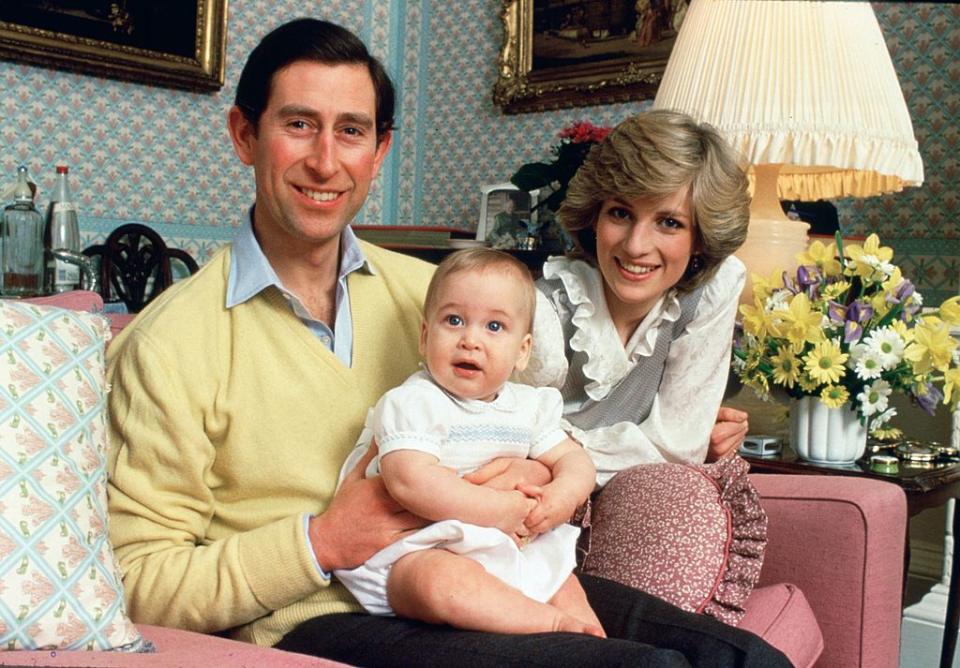 Prince Charles, Prince of Wales and Diana, Princess of Wales with their baby son, Prince William in February 1983. (Getty Images)