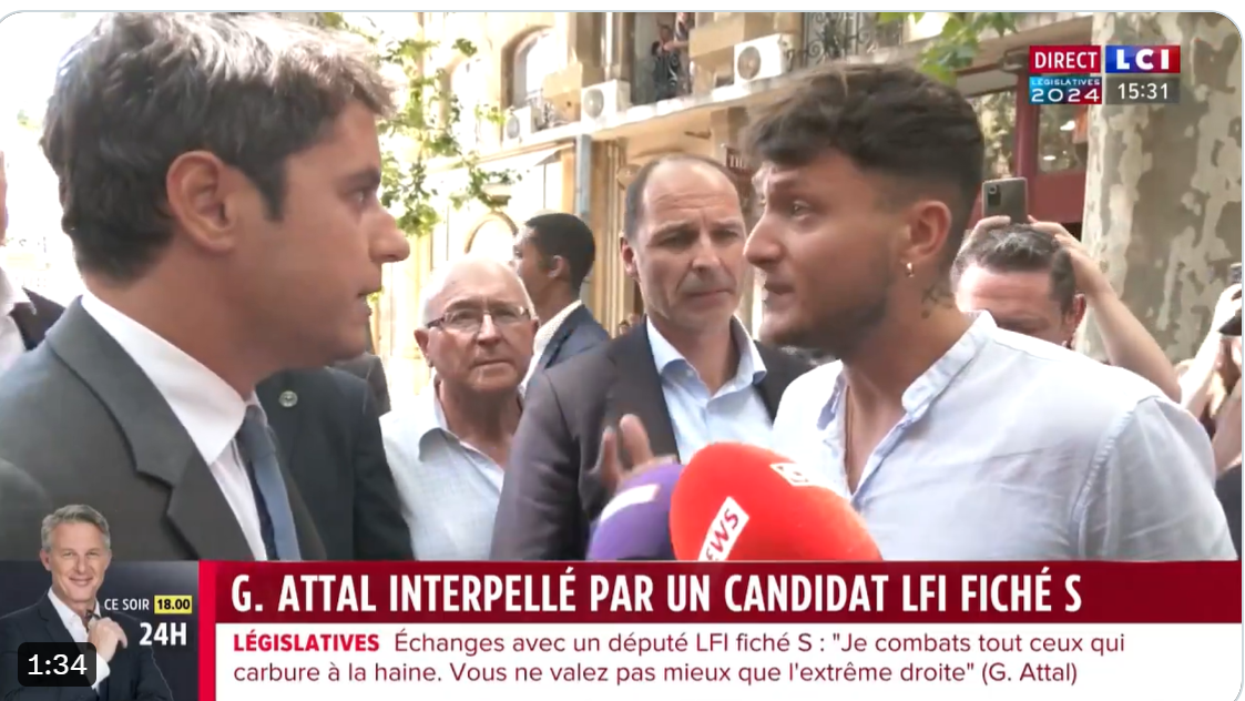 Gabriel Attal et Raphaël Arnault ont eu un vif échange à Avignon alors qu’ils étaient tous les deux en campagne pour les élections législatives.