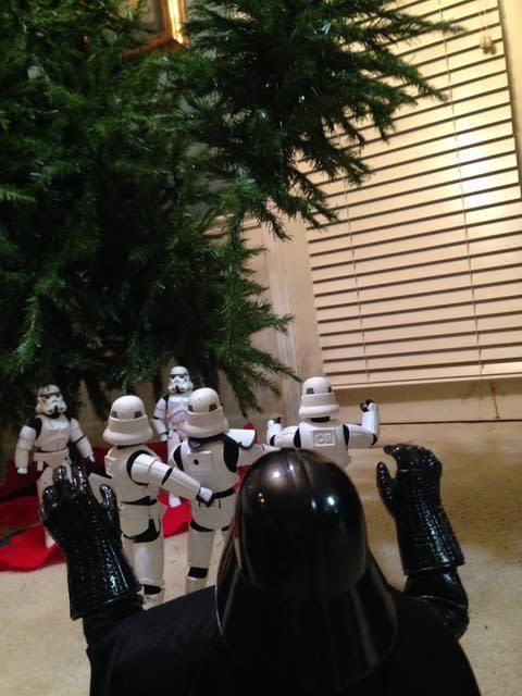 Whoa! Darth Vader is using the Force to lift the last branches!