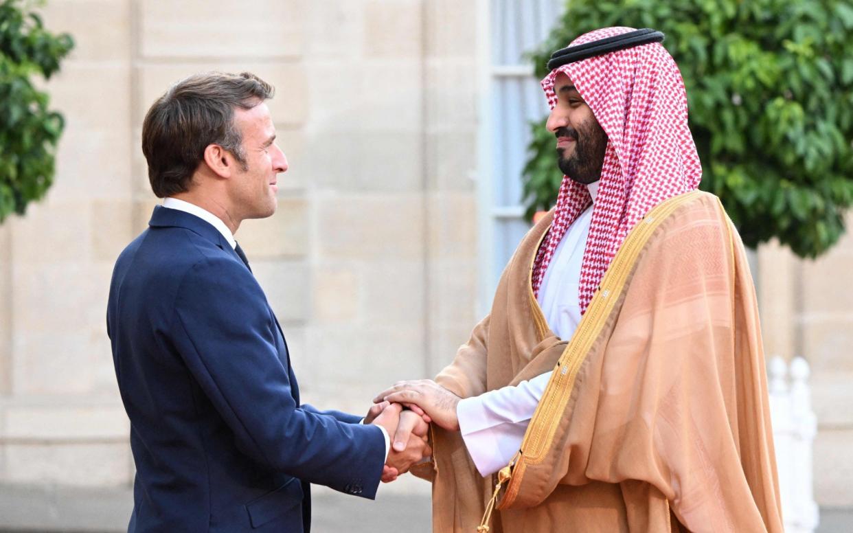 Emmanuel Macron and Mohammed bin Salman met at the Elysee on Thursday for talks on energy - GETTY IMAGES