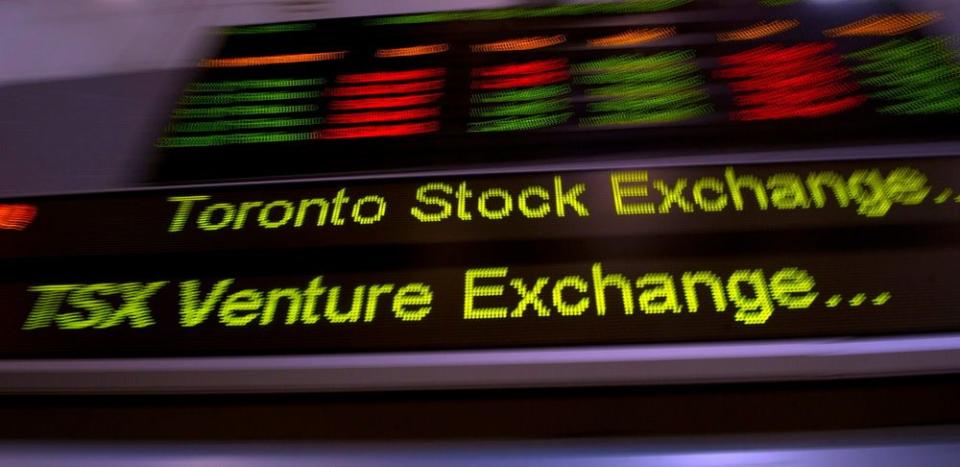  A stock ticker in Toronto.