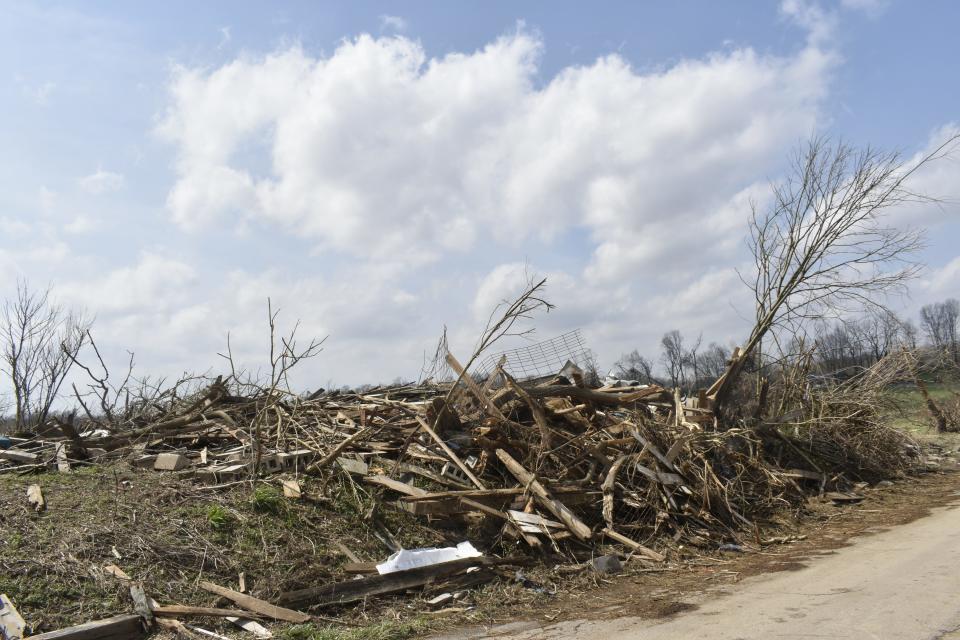 Tornado damage along Concord Road in Owen County seen on April 4, 2023.