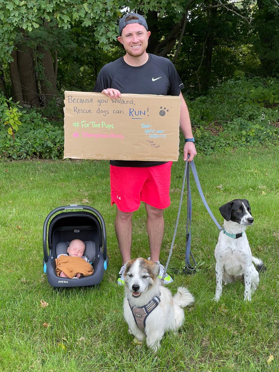 Ryan Stone finished last in his fantasy football league, and the punishment was a walk to raise money for an animal shelter.