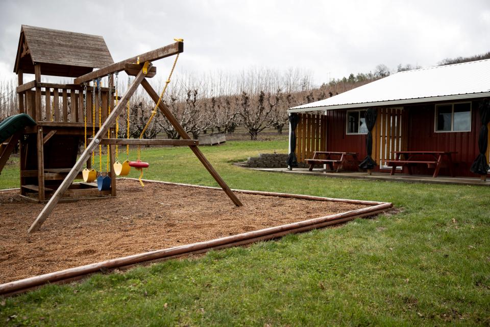 The High Valley Camp has indoor kitchens and a playground for the families of seasonal employees at Orchard View Farms in The Dalles.