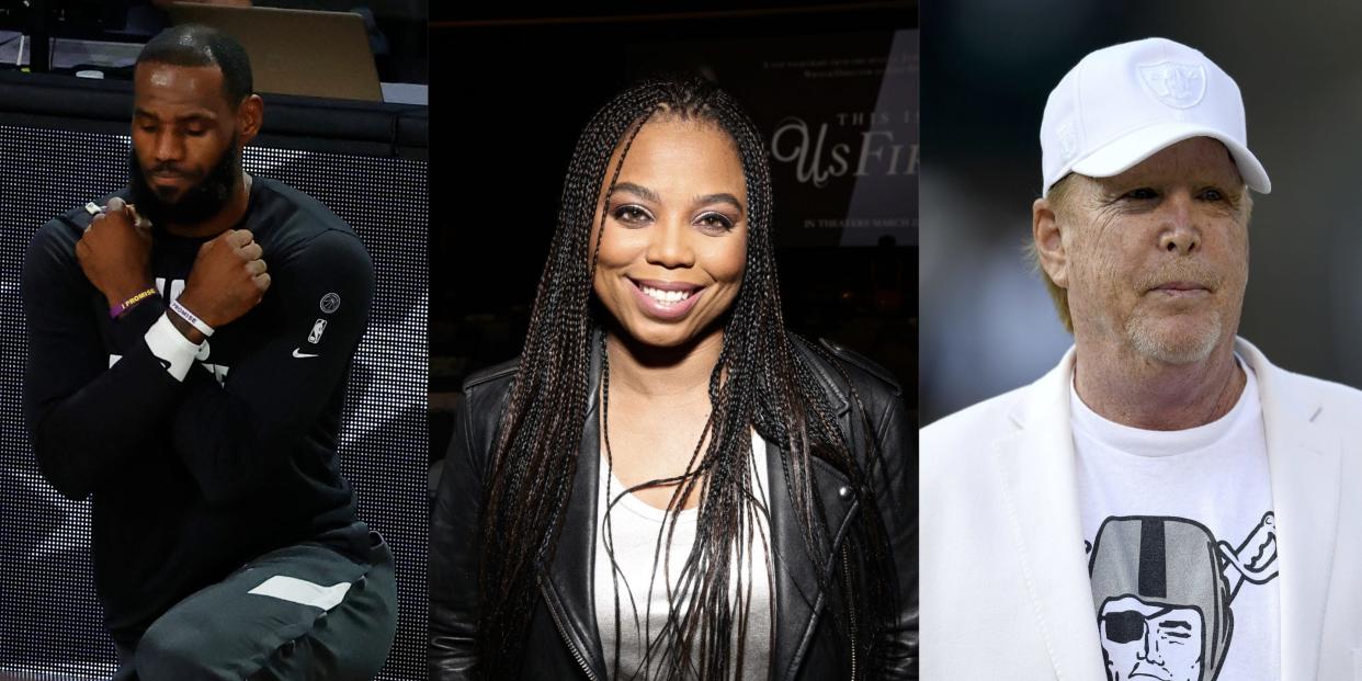 LeBron James (left), Jemele Hill (center), and Mark Davis (right)