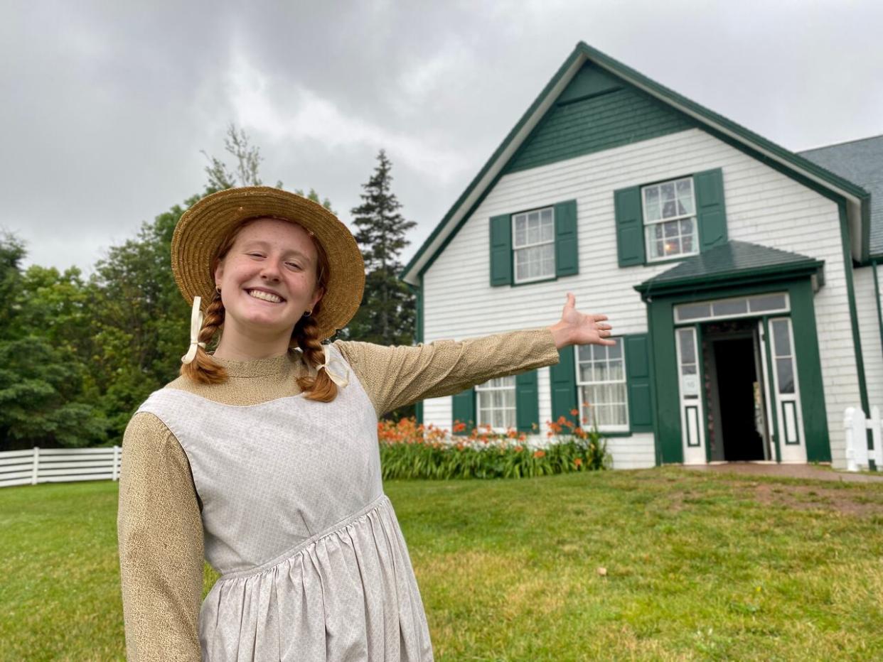 Allyson Ford plays the part of Anne Shirley at Green Gables Heritage Place in Cavendish, P.E.I., a popular tourist destination for people from around the world. (Jane Robertson/CBC - image credit)