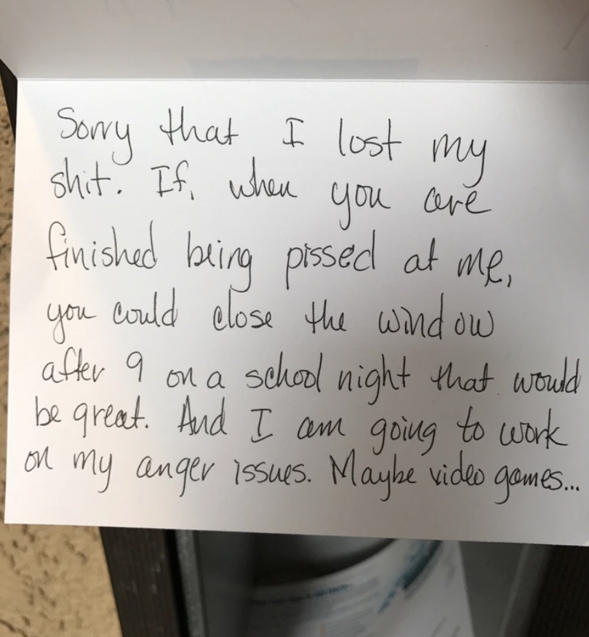 "And I am going to work on my anger issues. Maybe video games..."