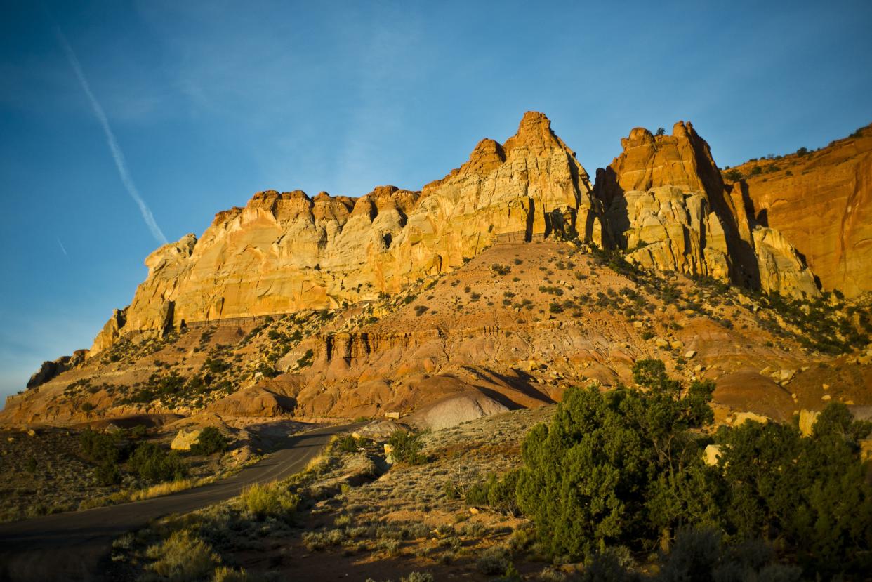 Morning Sunlight illuminating the Circle Cliffs. The Colt Mesa deposit, discovered in 1969, is located in the Circle Cliffs area, approximately 35 miles southeast of Boulder, Utah. (Photo: Education Images via Getty Images)