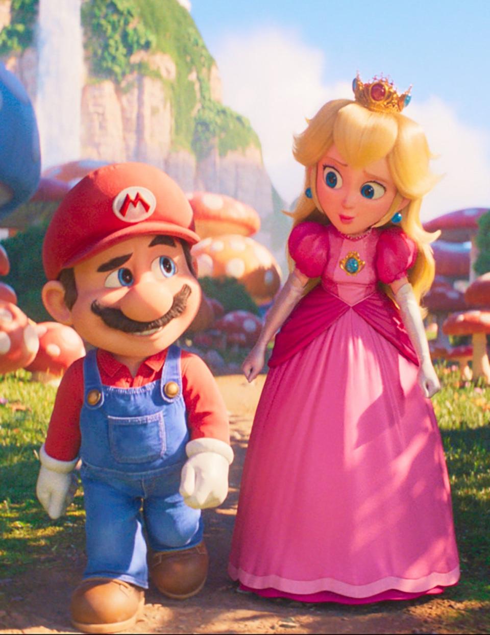 Mario (Chris Pratt) and Princess Peach (Anya Taylor-Joy) in Nintendo and Illumination’s "The Super Mario Bros. Movie."