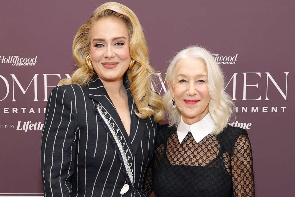 <p>Stefanie Keenan/The Hollywood Reporter via Getty Images</p> Adele and Hellen Mirren on Dec. 7, 2023