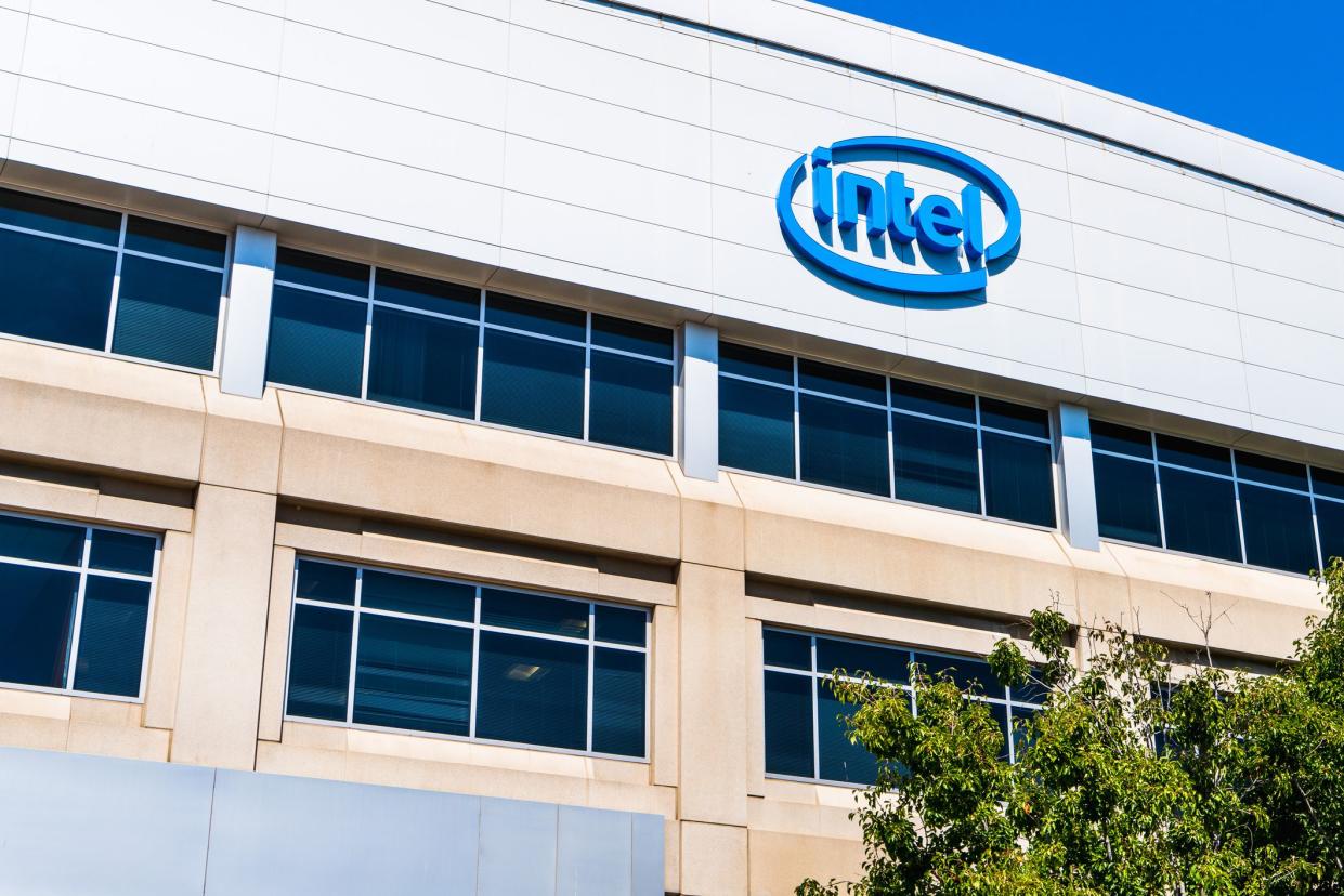 September 9, 2019 San Jose / CA / USA - Intel building at their San Jose campus in Silicon Valley; Intel Corporation is an American multinational corporation and technology company
