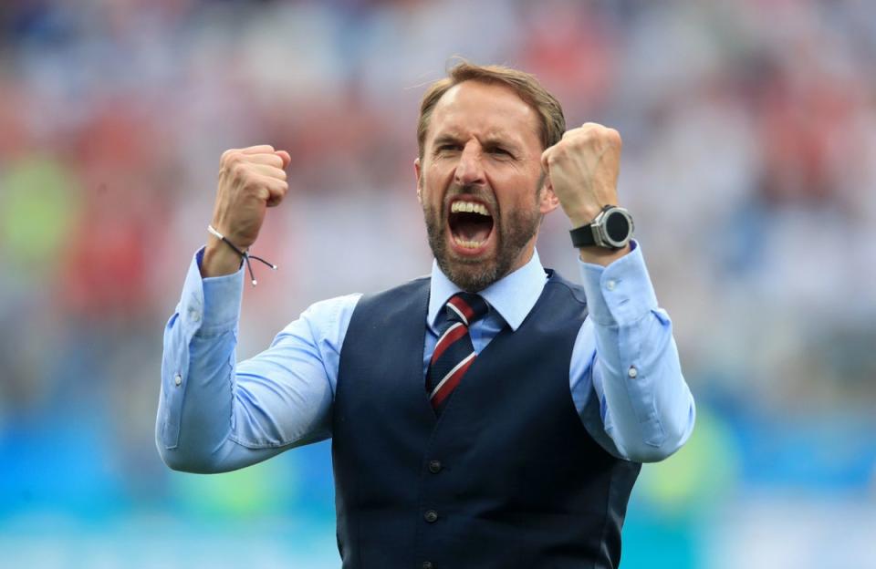 England manager Gareth Southgate reacts after the final whistle during the FIFA World Cup Group G match at the Nizhny Novgorod Stadium, June 24, 2018. (PA)